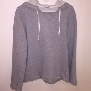 Grey Cotton Distressed James Perse Hoodie